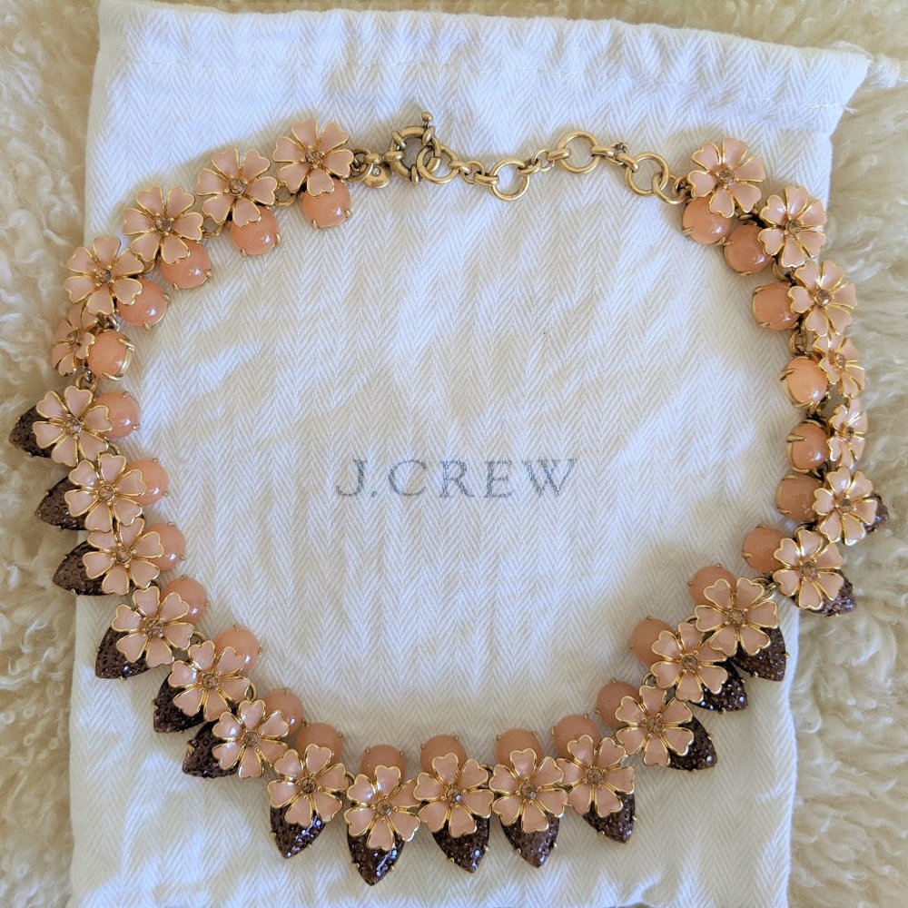 J Crew FLOWER BURST necklace Brown Cyrstal Beads